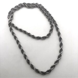 Vtg Sterling Twisted Rope Chain Solid Silver Links Heavy - 23” / 31 grams